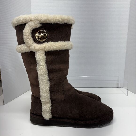 Michael Kors Women’s Winter Tall Winter Suede Boots Walnut Size 8 - Picture 2 of 9